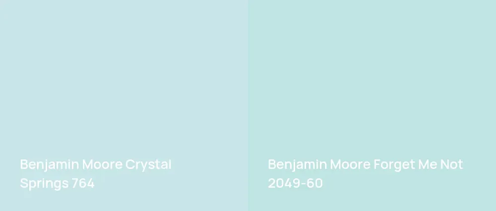 Benjamin Moore Crystal Springs 764 vs Benjamin Moore Forget Me Not 2049-60