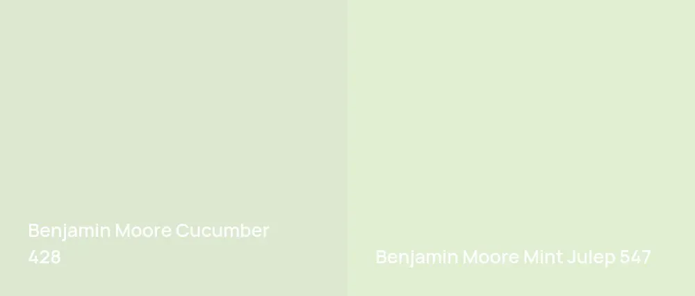 Benjamin Moore Cucumber 428 vs Benjamin Moore Mint Julep 547
