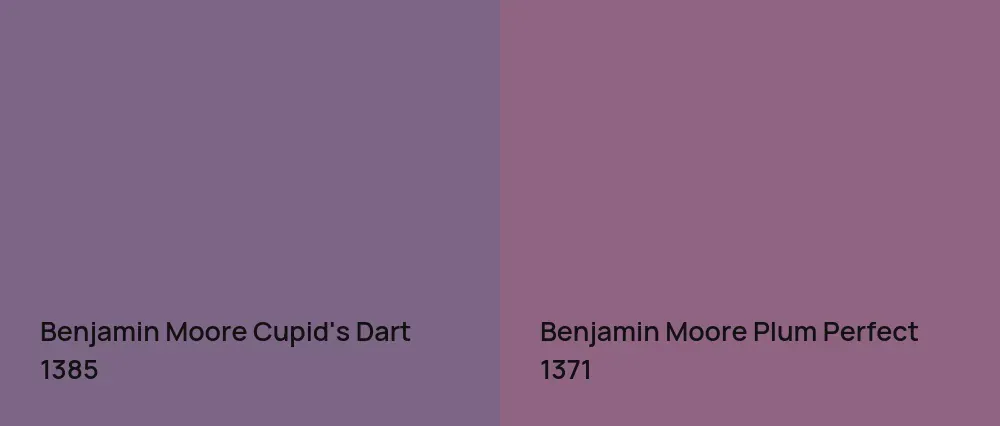 Benjamin Moore Cupid's Dart 1385 vs Benjamin Moore Plum Perfect 1371