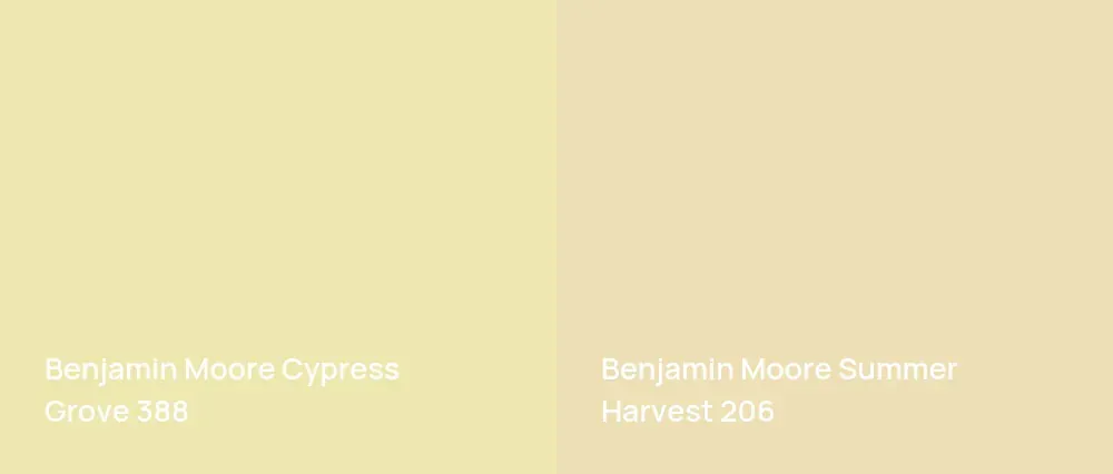 Benjamin Moore Cypress Grove 388 vs Benjamin Moore Summer Harvest 206