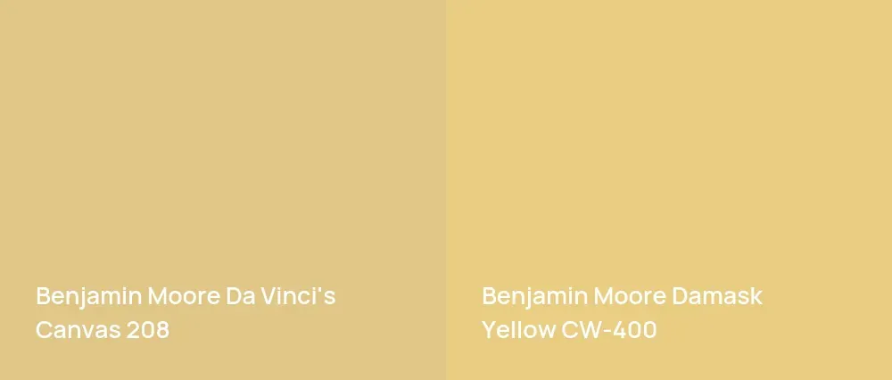 Benjamin Moore Da Vinci's Canvas 208 vs Benjamin Moore Damask Yellow CW-400