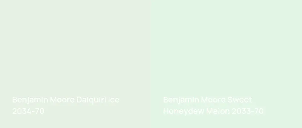 Benjamin Moore Daiquiri Ice 2034-70 vs Benjamin Moore Sweet Honeydew Melon 2033-70