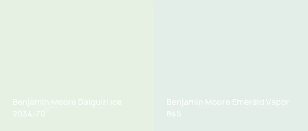 Benjamin Moore Daiquiri Ice 2034-70 vs Benjamin Moore Emerald Vapor 845