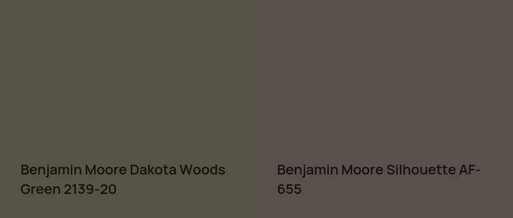 Benjamin Moore Dakota Woods Green 2139-20 vs Benjamin Moore Silhouette AF-655