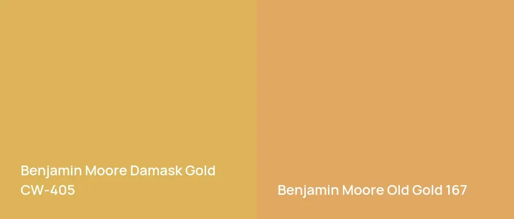 Benjamin Moore Damask Gold CW-405 vs Benjamin Moore Old Gold 167