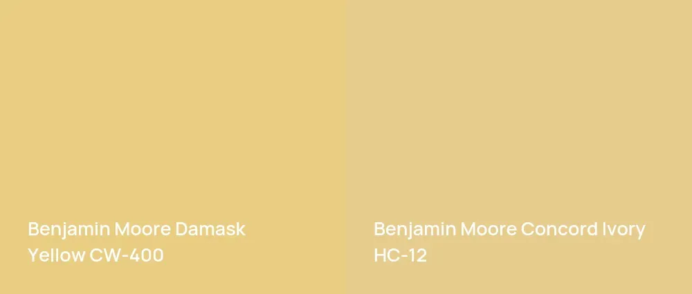 Benjamin Moore Damask Yellow CW-400 vs Benjamin Moore Concord Ivory HC-12