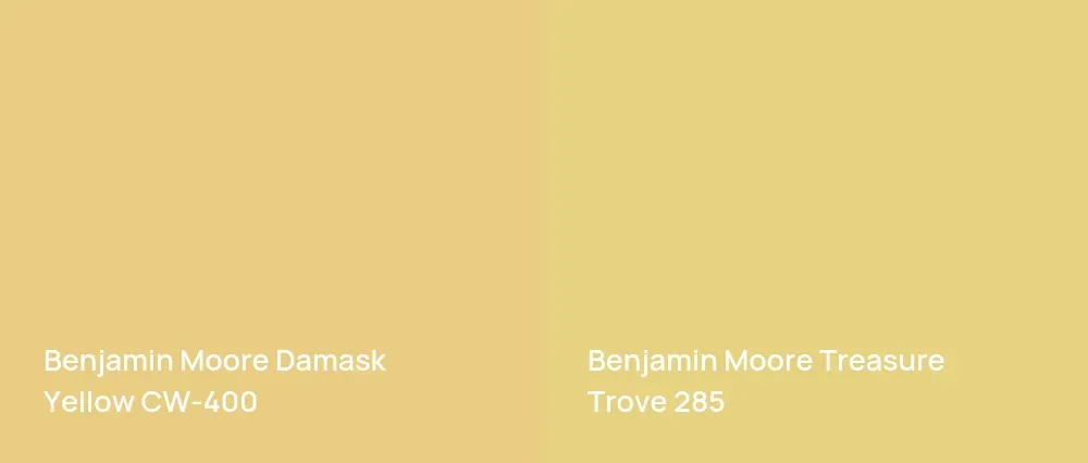 Benjamin Moore Damask Yellow CW-400 vs Benjamin Moore Treasure Trove 285