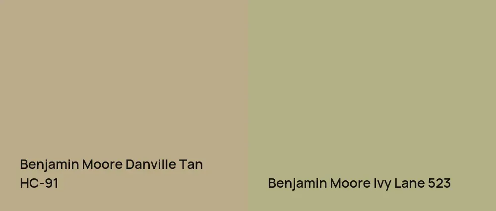 Benjamin Moore Danville Tan HC-91 vs Benjamin Moore Ivy Lane 523