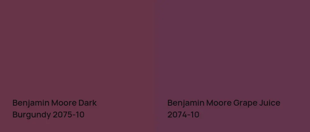 Benjamin Moore Dark Burgundy 2075-10 vs Benjamin Moore Grape Juice 2074-10