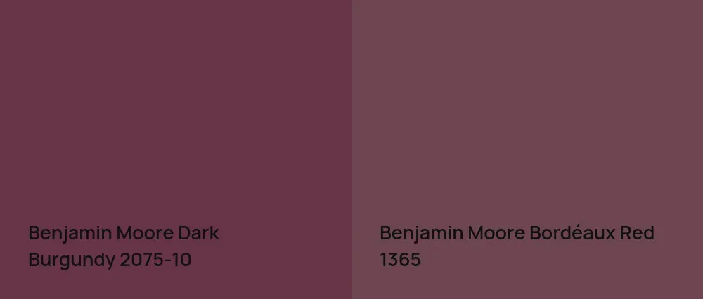 Benjamin Moore Dark Burgundy 2075-10 vs Benjamin Moore Bordéaux Red 1365