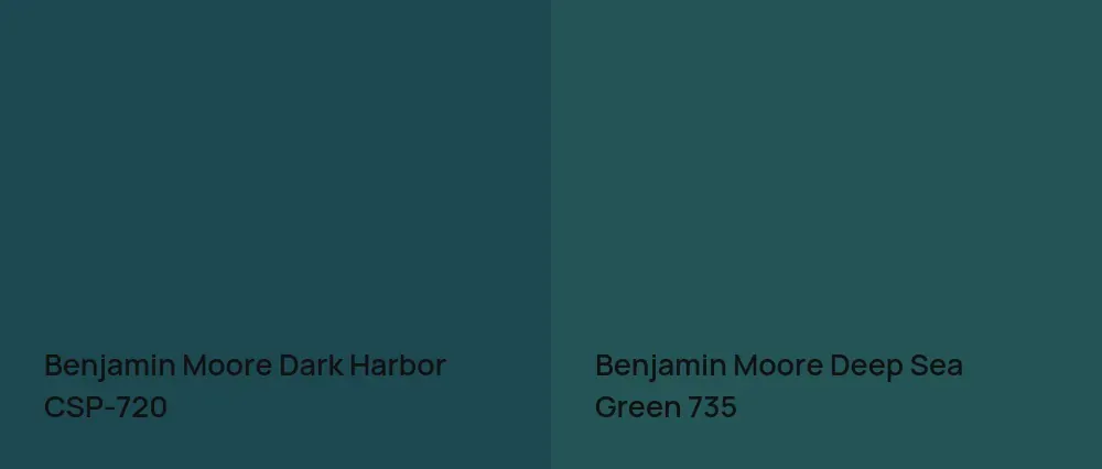 Benjamin Moore Dark Harbor CSP-720 vs Benjamin Moore Deep Sea Green 735