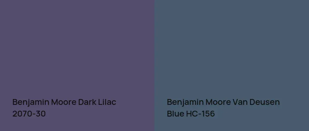 Benjamin Moore Dark Lilac 2070-30 vs Benjamin Moore Van Deusen Blue HC-156