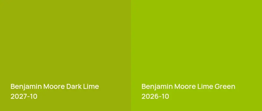 Benjamin Moore Dark Lime 2027-10 vs Benjamin Moore Lime Green 2026-10
