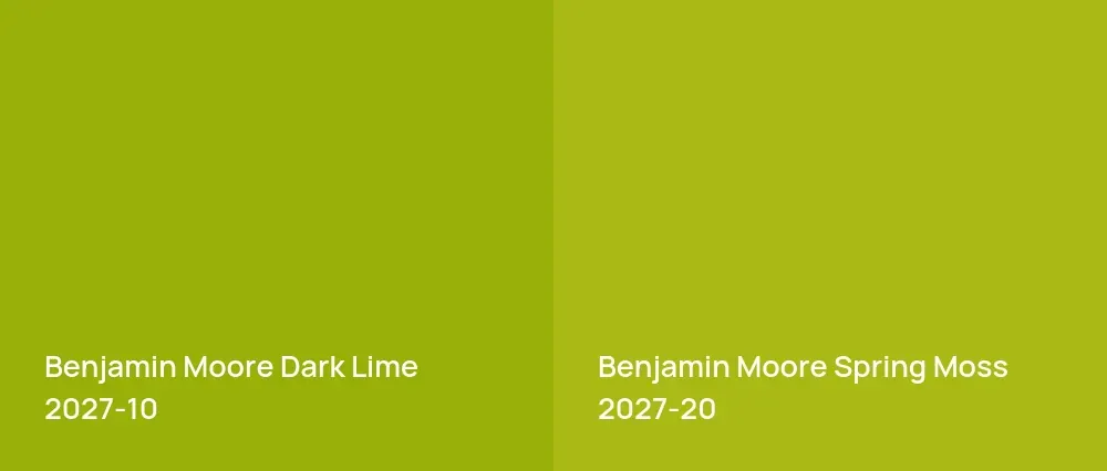 Benjamin Moore Dark Lime 2027-10 vs Benjamin Moore Spring Moss 2027-20