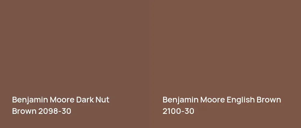 Benjamin Moore Dark Nut Brown 2098-30 vs Benjamin Moore English Brown 2100-30