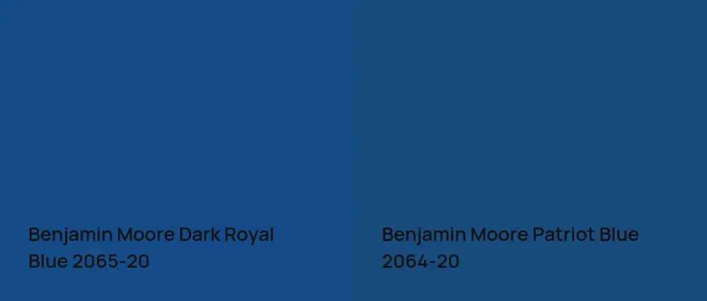 Benjamin Moore Dark Royal Blue 2065-20 vs Benjamin Moore Patriot Blue 2064-20