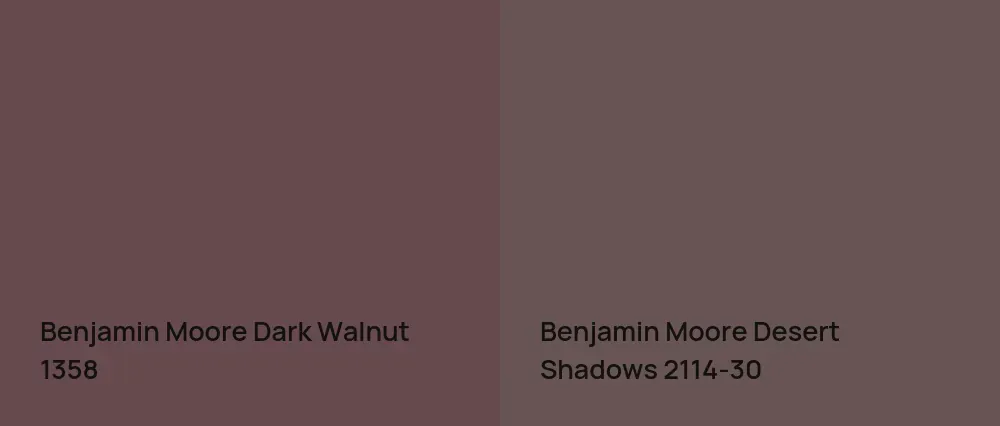 Benjamin Moore Dark Walnut 1358 vs Benjamin Moore Desert Shadows 2114-30