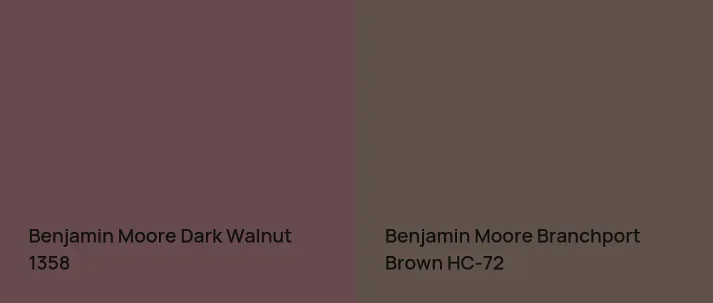 Benjamin Moore Dark Walnut 1358 vs Benjamin Moore Branchport Brown HC-72