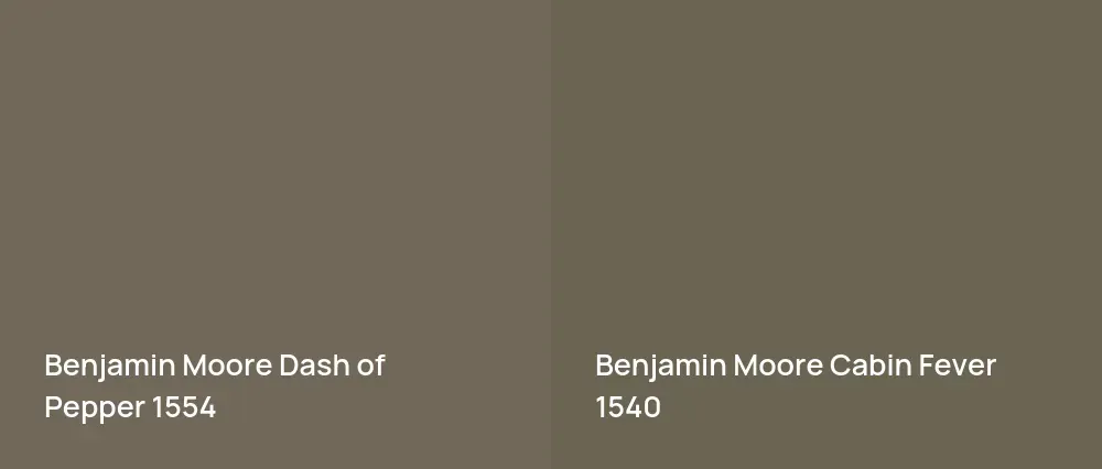 Benjamin Moore Dash of Pepper 1554 vs Benjamin Moore Cabin Fever 1540