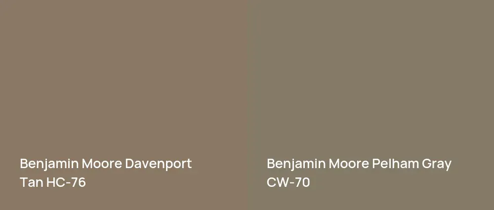 Benjamin Moore Davenport Tan HC-76 vs Benjamin Moore Pelham Gray CW-70