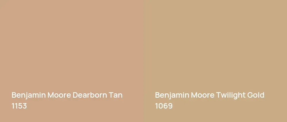Benjamin Moore Dearborn Tan 1153 vs Benjamin Moore Twilight Gold 1069
