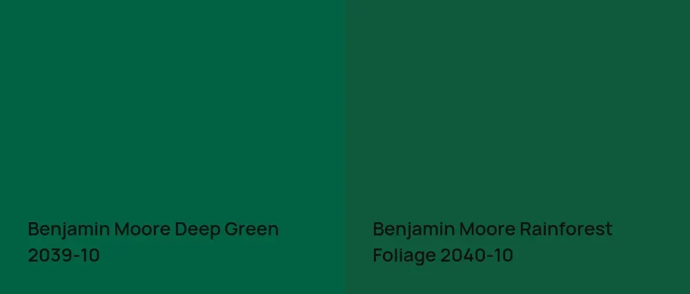 Benjamin Moore Deep Green 2039-10 vs Benjamin Moore Rainforest Foliage 2040-10