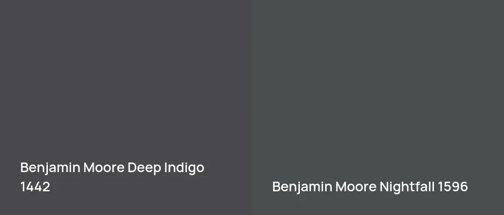 Benjamin Moore Deep Indigo 1442 vs Benjamin Moore Nightfall 1596