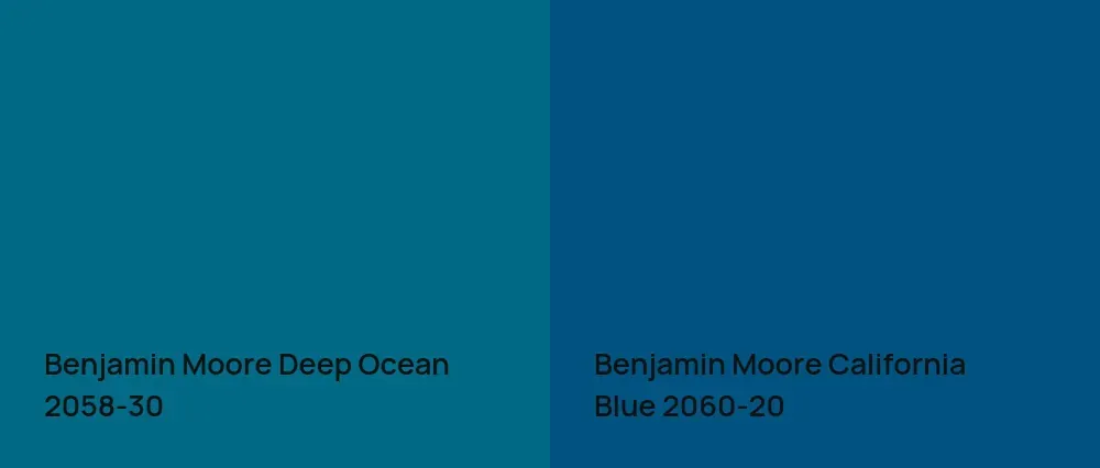 Benjamin Moore Deep Ocean 2058-30 vs Benjamin Moore California Blue 2060-20