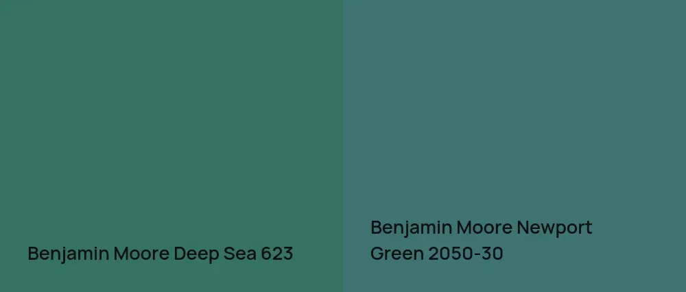 Benjamin Moore Deep Sea 623 vs Benjamin Moore Newport Green 2050-30