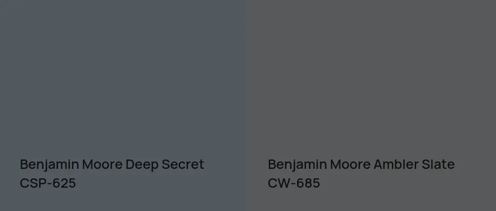 Benjamin Moore Deep Secret CSP-625 vs Benjamin Moore Ambler Slate CW-685