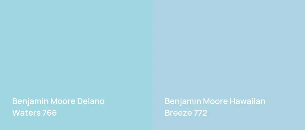Benjamin Moore Delano Waters 766 vs Benjamin Moore Hawaiian Breeze 772