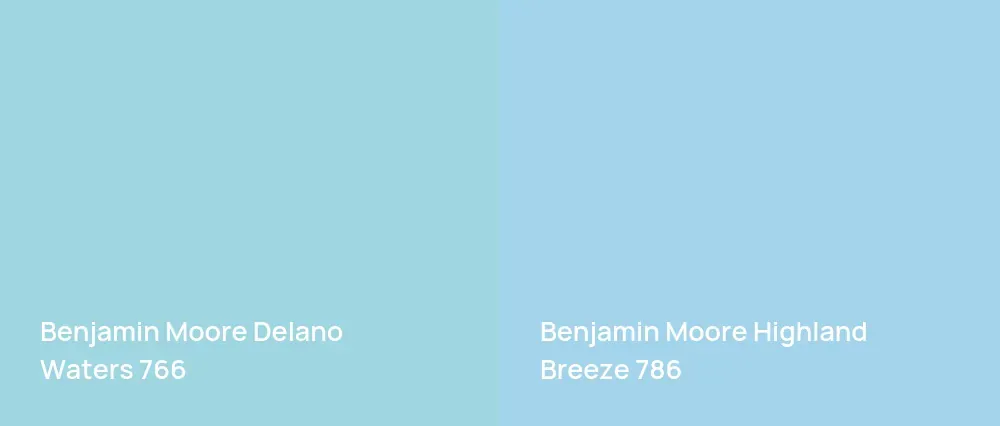 Benjamin Moore Delano Waters 766 vs Benjamin Moore Highland Breeze 786
