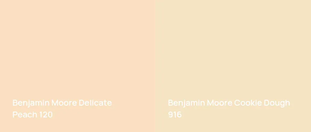 Benjamin Moore Delicate Peach 120 vs Benjamin Moore Cookie Dough 916