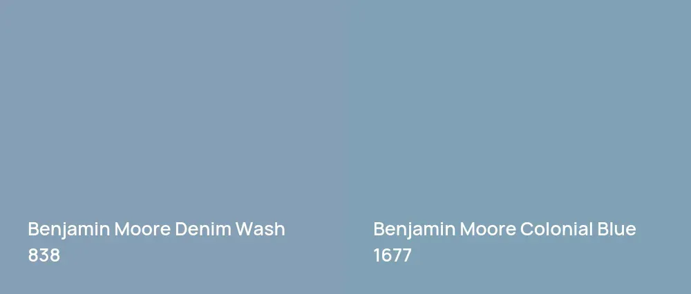 Benjamin Moore Denim Wash 838 vs Benjamin Moore Colonial Blue 1677