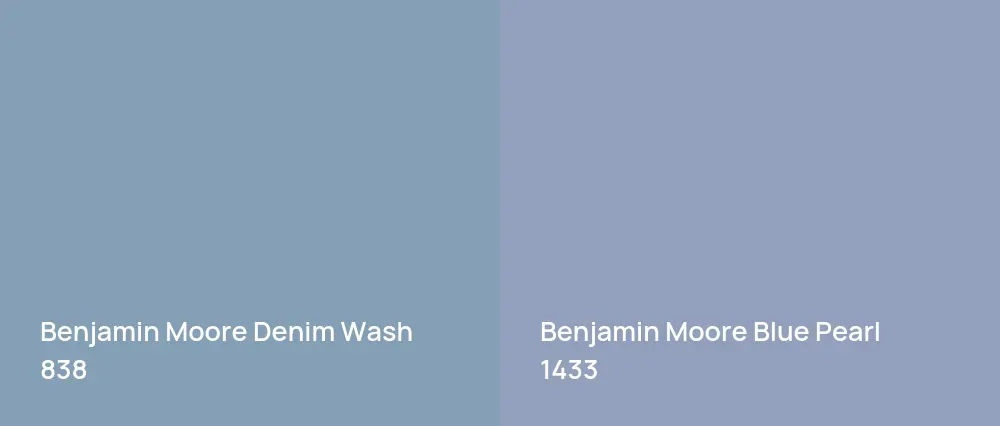 Benjamin Moore Denim Wash 838 vs Benjamin Moore Blue Pearl 1433