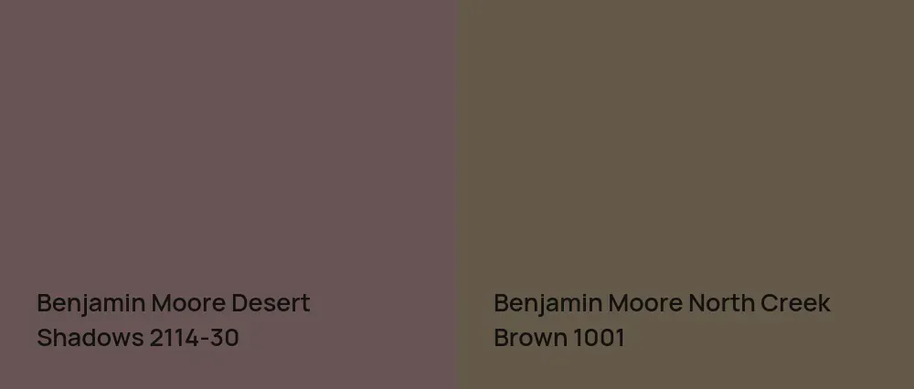 Benjamin Moore Desert Shadows 2114-30 vs Benjamin Moore North Creek Brown 1001