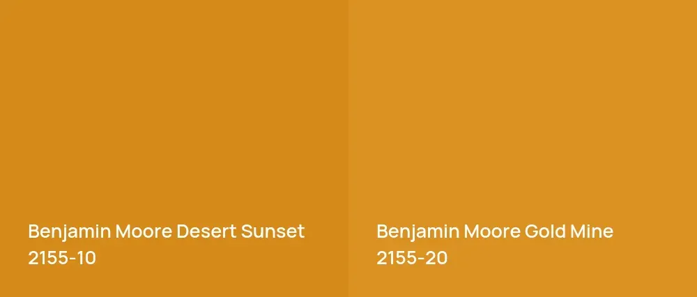 Benjamin Moore Desert Sunset 2155-10 vs Benjamin Moore Gold Mine 2155-20