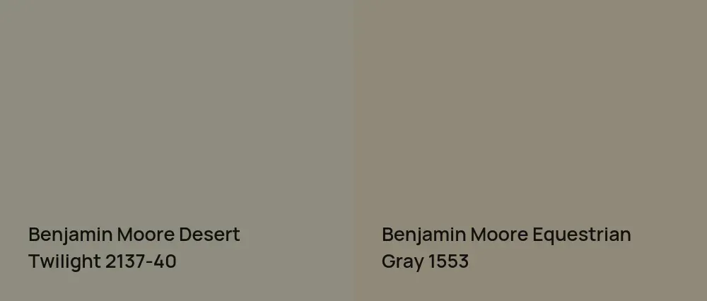 Benjamin Moore Desert Twilight 2137-40 vs Benjamin Moore Equestrian Gray 1553