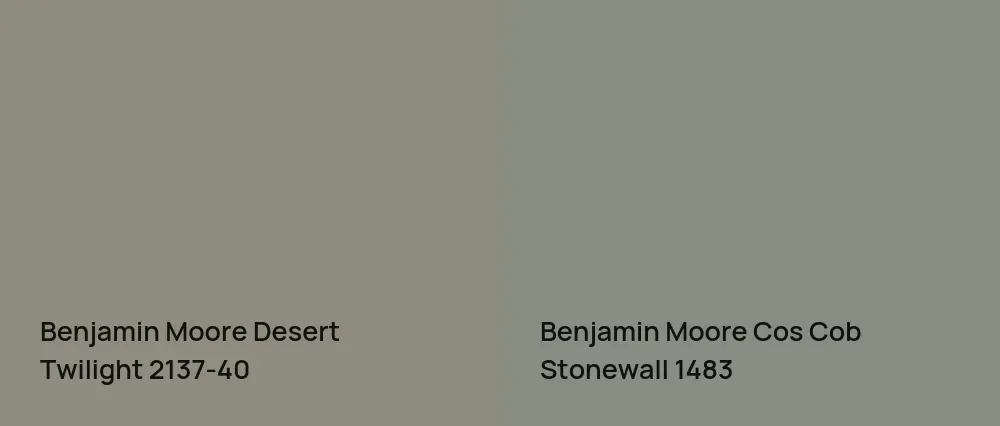 Benjamin Moore Desert Twilight 2137-40 vs Benjamin Moore Cos Cob Stonewall 1483