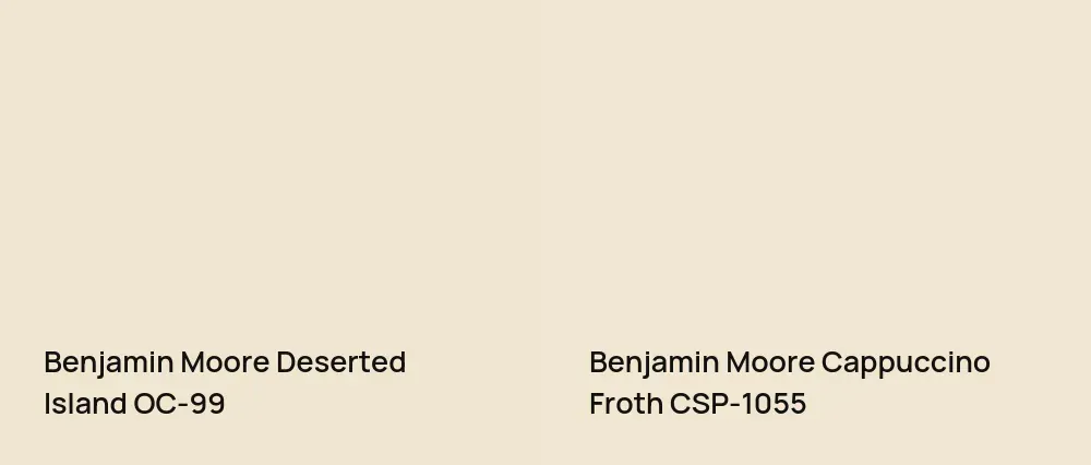 Benjamin Moore Deserted Island OC-99 vs Benjamin Moore Cappuccino Froth CSP-1055