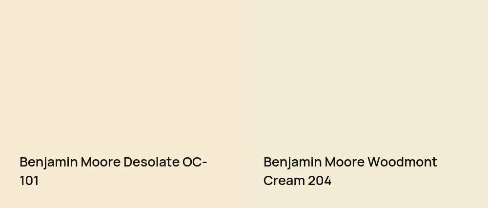 Benjamin Moore Desolate OC-101 vs Benjamin Moore Woodmont Cream 204