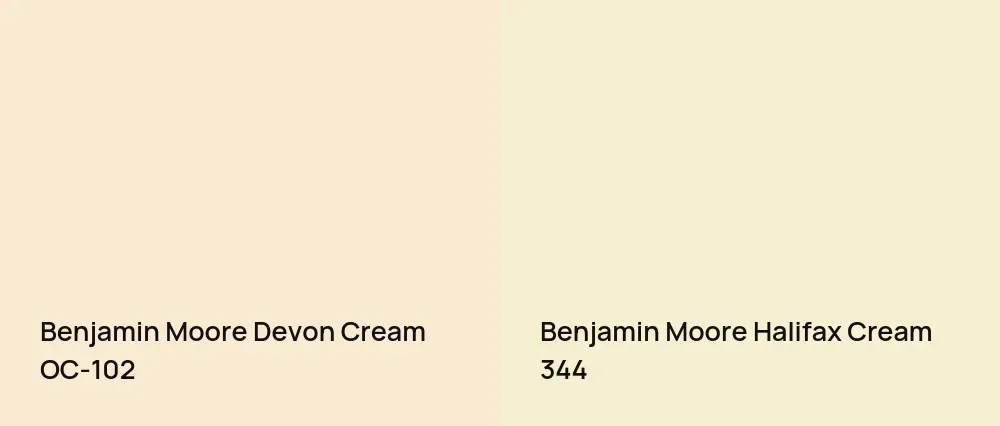 Benjamin Moore Devon Cream OC-102 vs Benjamin Moore Halifax Cream 344