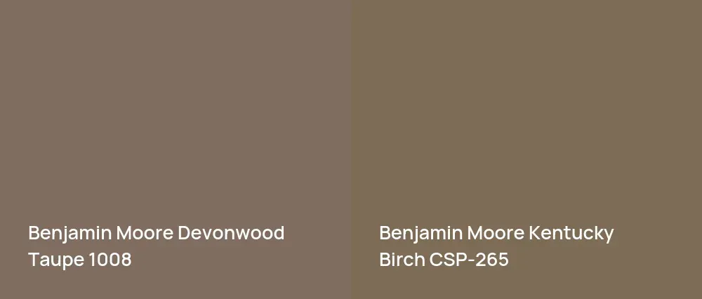 Benjamin Moore Devonwood Taupe 1008 vs Benjamin Moore Kentucky Birch CSP-265