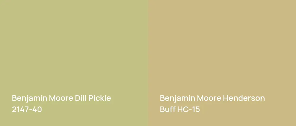 Benjamin Moore Dill Pickle 2147-40 vs Benjamin Moore Henderson Buff HC-15