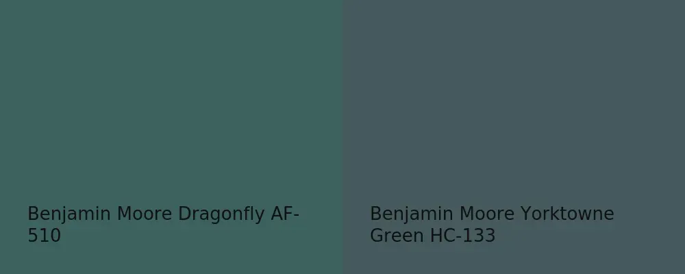 Benjamin Moore Dragonfly AF-510 vs Benjamin Moore Yorktowne Green HC-133