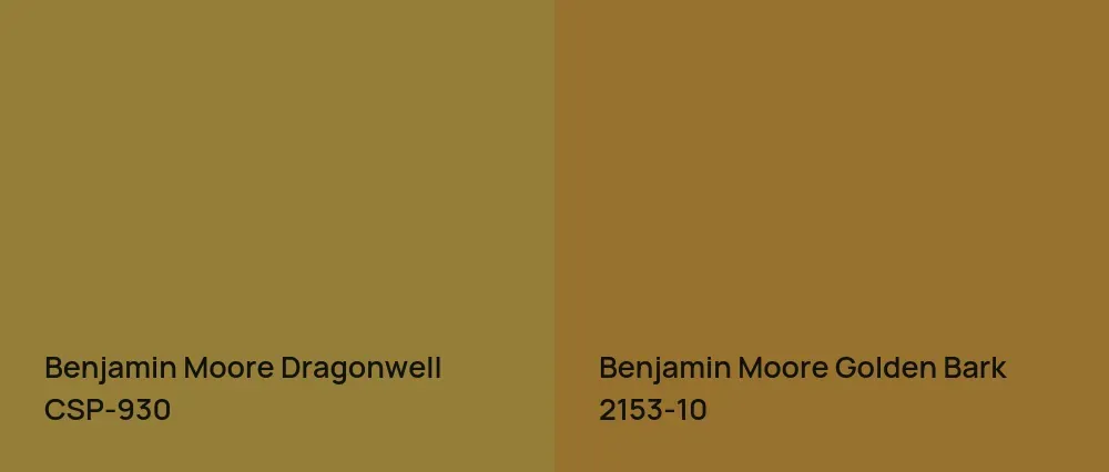 Benjamin Moore Dragonwell CSP-930 vs Benjamin Moore Golden Bark 2153-10