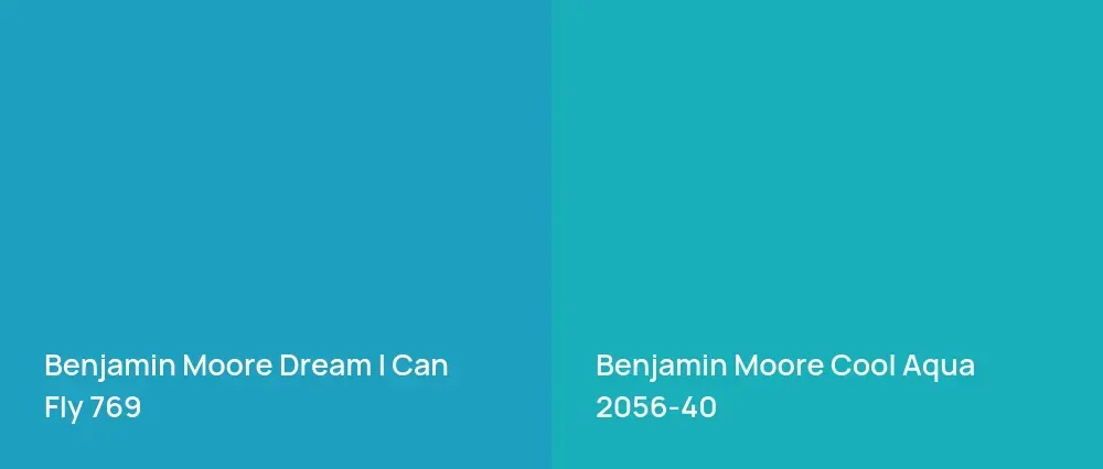 Benjamin Moore Dream I Can Fly 769 vs Benjamin Moore Cool Aqua 2056-40
