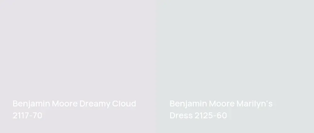 Benjamin Moore Dreamy Cloud 2117-70 vs Benjamin Moore Marilyn's Dress 2125-60