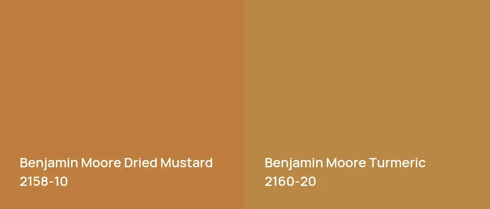 Benjamin Moore Dried Mustard 2158-10 vs Benjamin Moore Turmeric 2160-20