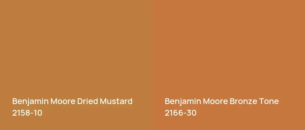 Benjamin Moore Dried Mustard 2158-10 vs Benjamin Moore Bronze Tone 2166-30